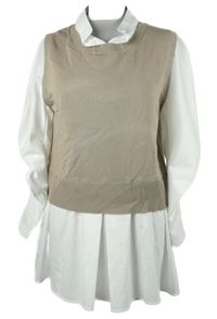 Dámská béžová svetrová vesta se všitou bílou tunikou Laetitia Mem