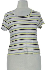 Dámske farebné prúžkované rebrované crop tričko Primark