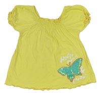 Žlté tričko s motýlkom Berti