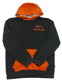 Černo-oranžová mikina s logem a kapucí Quiksilver