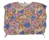 Biele kvetinové crop tričko Zara