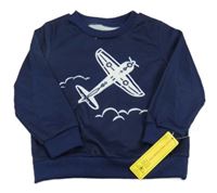 Nové - Tmavomodrá mikina s lietadlom  Shein