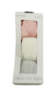 Nové - 3x punčocháče - bílé+ růžové+ šedé Dunnes