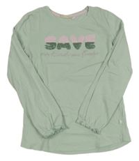 Světlezelené triko s nápisem kids