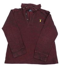 Vínovo-černé melírované polo triko s nášivkou Next