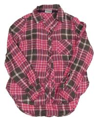 Ružovo-bielo-sivo-zlatá kockovaná blúzka Yigga