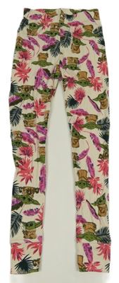 Svetlobéžové spodné nohavice s listami a Yodou GAP