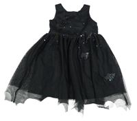 Černé tylové šaty s flitry a netopýry H&M