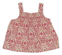 Ružovo-biely plátenný vzorovaný crop top MNG