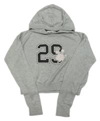 Sivý ľahký crop sveter s číslom a kapucňou H&M