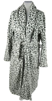 Dámsky bielo-sivý vzorovaný chlpatý župan Tu