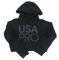 Čierna crop mikina s logom a kapucňou USA pro