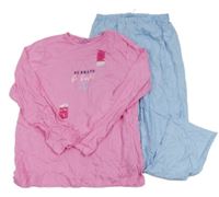 Nové - Růžovo-světlemodré pyžamo s nápisem Primark