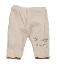 Svetloružové rebrované legíny s mačkou