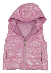 Ružová metalická zateplená vesta s kapucňou zn. Dunnes