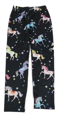 Čierne legíny s jednorožcami a duhami