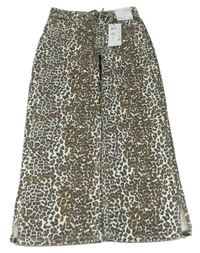 Smetanovo-hnědé vzorované wide leg rifle Denim Co.