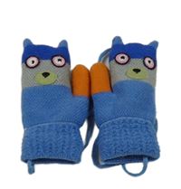 Modro-šedé zateplené palcové rukavice s čumákem 