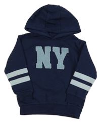 Tmavomodrá mikina s písmeny a kapucňou Primark