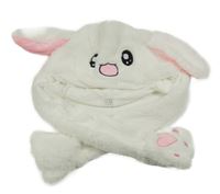 Bílá chlupatá čepice - zajíc