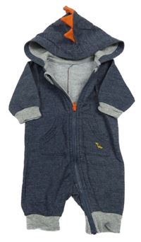 Tmavomodrá melírovaná tepláková kombinéza s kapucňou Primark