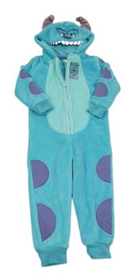 Světlemodrá chlupatá kombinéza s puntíky a kapucí - Sully Disney