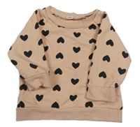 Broskvová mikina so srdiečkami