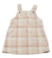 Svetloružová -biele kockovaná fleecové na traké šaty George