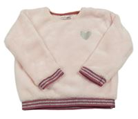 Svetloružová chlpatá mikina so srdiečkom Ergee