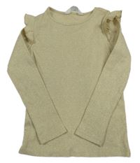 Zlaté třpytivé triko s volánky H&M
