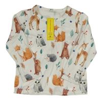 Nové - Biele tričko so zvířaty SHEIN