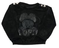 Čierna plyšová mikina s Minnie a gombíky