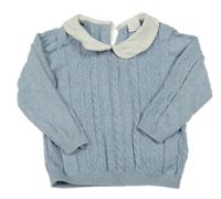 Svetlomodrý sveter s 3D vzorom a golierikom Next