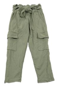 Khaki teplákové cargo nohavice s opaskom Dopodopo