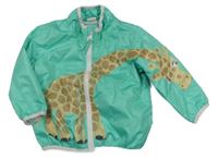 Tyrkysová šušťáková jarná bunda so žirafou H&M