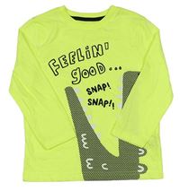 Neónově žlté tričko s nápisom F&F