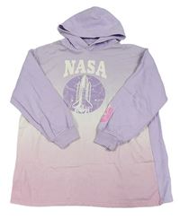 Fialovo-růžové teplákové šaty Nasa s kapucňou H&M