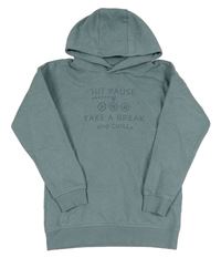 Sivá mikina s nápisom a kapucňou Seasons