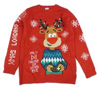 Červený sveter so sobom F&F