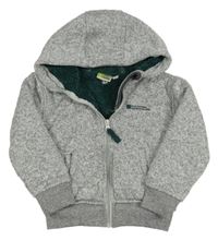 Šedá melírovaná funkční pletená propínací zateplená mikina s kapucí Mountain Warehouse