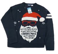 Nové - Tmavomodrý sveter so Santou Pepperts