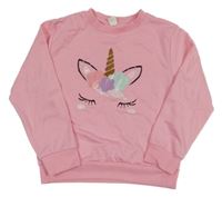 Svetloružová mikina s jednorožcom Shein