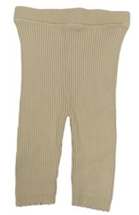 Béžové rebrované pletené nohavice Tu