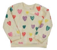 Smotanová chlpatá mikina so srdiečkami Cozy Cub