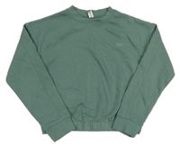 Zelenošedá crop mikina s nápisom Yigga