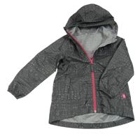 Tmavosivá vzorovaná funkčná šušťáková parka s kapucňou Decathlon