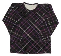 Čierno-fialovo-biele kockované tričko