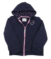 Tmavomodrá prepínaci mikina s nápisom a kapucňou Yd.