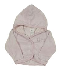 Světlerůžová sametová propínací mikina s mašlí a kapucí C&A