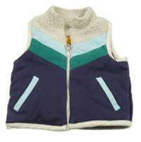 Tmavomodrá obojstranná zateplená vesta s prúžkami Little Bird